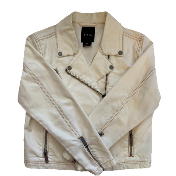 ATWYLD Heavy Canvas Cream Motorcycle Jacket Size Medium Women EUC Cordura Blend - Picture 1 of 9